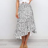 Womens High Waist Polka Dot Pleated Skirt Midi Swing Skirt