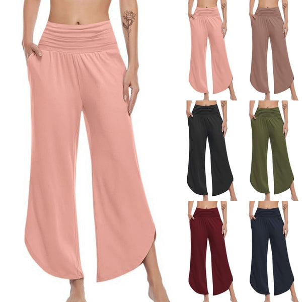 Women High Waist Pleated Pants Ladies Stretch Pajama Pant With Pocket Running Yoga Casual Loose Trousers
