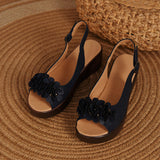 Ferndule Ladies Ankle Strap Wedge Slingback Sandals Summer Platform Open Toe Shoes