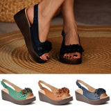 Ferndule Ladies Ankle Strap Wedge Slingback Sandals Summer Platform Open Toe Shoes