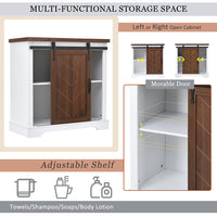 CUH Bathroom Storage Cabinet, Farmhouse Freestanding Accent Cabinet, Sliding Barn Door, Thick Top, Adjustable Shelf, Kitchen Buffet Entryway Table, Thick MDF Board