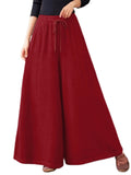 Women Casual Wide Leg Loungewear Solid Color Baggy Palazzo Pant Ladies High Waist Beach Trousers