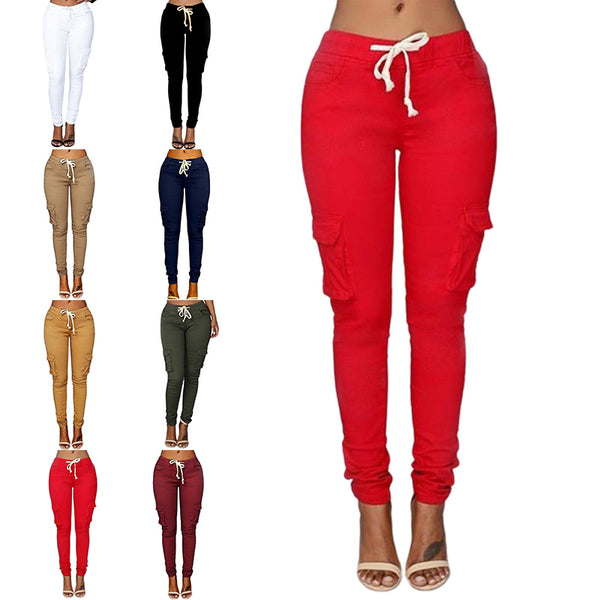 Womens Cargo Jogger Pants Leggings with Pocket Casual Comfy Lounge Yoga Workout Pant for Ladies Skinny Pant