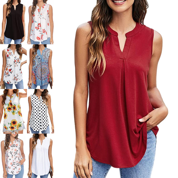 Lumento Womens Tank Tops V Neck Sleeveless Summer Shirts Loose Casual Tops Blouse