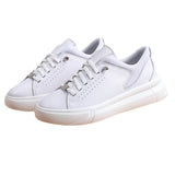 Women Solid Color Lace Up Anti Slip Round Toe Lightweight Casual Wear Flat Shoes