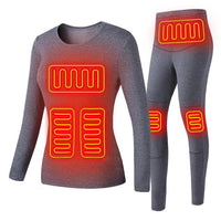 Ploreser Heated Underwear Shirt with Pants Washable USB Charging Electric Thermal Heating Insulated Clothes with 3 Level Temperature Setting Cold-Proof Underwear Men/Women Outdoor Winter Heating