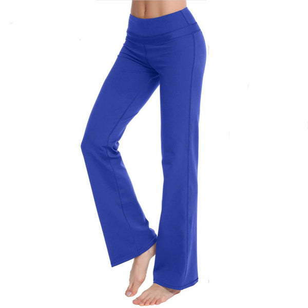 Women's High Waist Loose Solid Color Leggings Yoga Pants Straight Wide Leg Pants