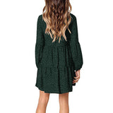 Womens Polka Dot Mini Dress Ruffled Long Sleeve V Neck Autumn A-line Loose Dress