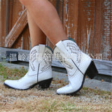 Women's Ankle Boots Cowboy Boots Chunky Block Heels Booties Retro Shoes Slip On