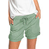 Women Folded Hem Short Hot Pants Plain Straight Leg Beach Shorts Mini Pant Buckle Bottoms