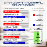 WINWARM Men's Winter Heating Jackets Coats Eletric USB Heated Vest Fast Heat Up Double Button Control Cotton Padded Machine Washable Fit 5V Power Bank