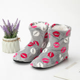 Women Men Winter Warm Boot Slippers Lips Design Flat Thicken Plus Velvet Slipper