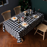 Cotton Linen Dining Table Cover Rectangle Plaid Tablecloth Picnic Table Cloth Cover Home Christmas Party Decor Tablecloth, Red/Black Plaid