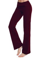 Women's High Waist Loose Solid Color Leggings Yoga Pants Straight Wide Leg Pants
