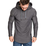 Men Solid Color Hooded Sweater Sweatshirt Long Sleeve Slim Fit Hoodies Pullover