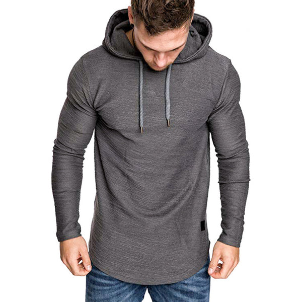 Men Solid Color Hooded Sweater Sweatshirt Long Sleeve Slim Fit Hoodies Pullover