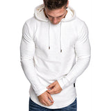 Men Solid Color Hooded Sweater Sweatshirt Long Sleeve Slim Fit Hoodies Pullover