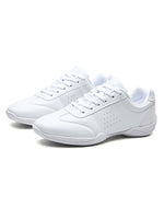 Ferndule Unisex Comfort Round Toe Cheerleading Shoe Dancing Non Slip Dance Sneakers Competition Breathable Lace Up White