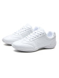 Ferndule Unisex Comfort Round Toe Cheerleading Shoe Dancing Non Slip Dance Sneakers Competition Breathable Lace Up White