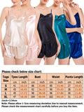 Women's Pajamas Set Solid Color Slings Sleeveless Tops+Shorts Outfits Set Sleep