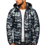 Men Camouflage Splicing Color Coat Long Sleeve Casual Thicken Winter Warm Jacket