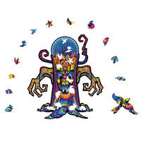 Wooden Animals Jigsaw Puzzles Owl Shape Puzzles Creative Jigsaw Pieces Colorful Building Block for Adults Kids Gift Family Party Game Toys, 100 Pieces
