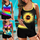S-XL Women 2 Piece Tankini Swimsuit Set With Push Up Bra Padded Swimwear Beachwear Bathing Suit With High Waist Boyshorts