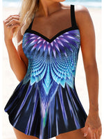 S-5XL Women Swim Dress Skirts Swimsuits Swimwear Beachwear Floral Tankini Set Swimming Costume Summer Two Piece with Briefs
