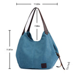 Women Fashion Tote Shoulder Bag Casual Canvas Handbag Retro Tote Purse Messenger Bag Large Capacity Travel School Bag