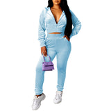 Womens 2Pcs Tracksuit Set Leggings Pants Long Sleeve Hoodie Zip Tops Outfits Set