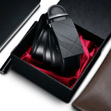 Men Genuine Leather Dress Ratchet Belt With Automatic Buckle Adjustable No Hole