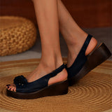Ferndule Ladies Ankle Strap Wedge Slingback Sandals Summer Platform Open Toe Shoes