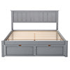 CUH Kids Twin Storage Bed Frame with Drawers and Headboards, Solid Pine Wood Platform Bed for Boys Girls, Mattress Foundation, Wood Slats Support, No Box Spring Needed, White/Gray