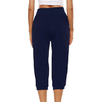 Women's Harem pants Loose Fit Capri Pants Jogger Workout Yoga Lounge Pants with Pockets