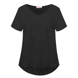 Womens Solid Color Crew Neck Casual Loose Plus Size Short Sleeve Blouse T-shirt