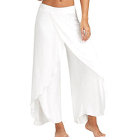 Women Electric Waist Baggy Harem Pants Hippie Yoga Gym Pants Trousers High Slit