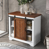 CUH Bathroom Storage Cabinet, Farmhouse Freestanding Accent Cabinet, Sliding Barn Door, Thick Top, Adjustable Shelf, Kitchen Buffet Entryway Table, Thick MDF Board