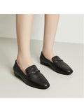 Lumento Women's Pointed Toe Loafer Leather No Slip Casual Work Flat Shoes Black Comfortable