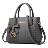 Women Braided PU Leather Shoulder Bag Crossbody Bag Handbag Tote Purse + Pendant