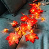 LED Maple Leaf & Pumpkin Twinkle Lights Indoor Fairy String Light Fall Garland Lights Decor for Halloween Christmas Indoor Outdoor Garden