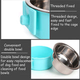 Stainless Steel Pet Dog Food Water Bowl Cage Hanging Feeder Mountable Container