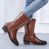 Womens Cowgirl Cowboy Boots Ladies Mid Wide Calf Fashion Western Shoes Size 4-12