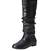 Womens Knee High Boots Winter Warm Fashion Leather Chunky Heel Slip On Flat Booties