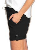 Women Folded Hem Short Hot Pants Plain Straight Leg Beach Shorts Mini Pant Buckle Bottoms