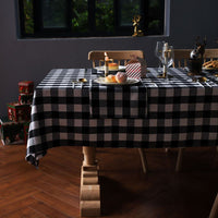 Plaid Table Cloth Cover, Picnic Tablecloth, Cotton Linen Wrinkle Free Rectangle Table Cloth Home Christmas Party Decorative Table Cover