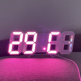 3D Digital Wall Clock LED Desk Alarm Clock Timer Snooze 12/24 Hour Display Digital Clock Night Wall Clock with Temperature Display, USB Charge