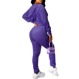 Womens 2Pcs Tracksuit Set Leggings Pants Long Sleeve Hoodie Zip Tops Outfits Set