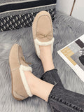 Bowknot Loafers for Women Winter Warm Moccasins Slippers Faux Fur Lined Casual Flat Shoes Indoor & Outdoor