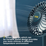 Rechargeable Desk Fan Portable Ultra-Quiet 3 Mode LED Light USB Mini Desktop Fan