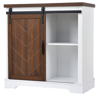 CUH Bathroom Storage Cabinet, Farmhouse Freestanding Accent Cabinet, Sliding Barn Door, Thick Top, Adjustable Shelf, Kitchen Buffet Entryway Table, Thick MDF Board